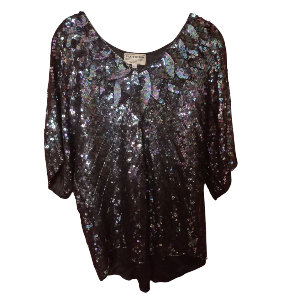 Silk-N-Sequin Vintage Top, Medium